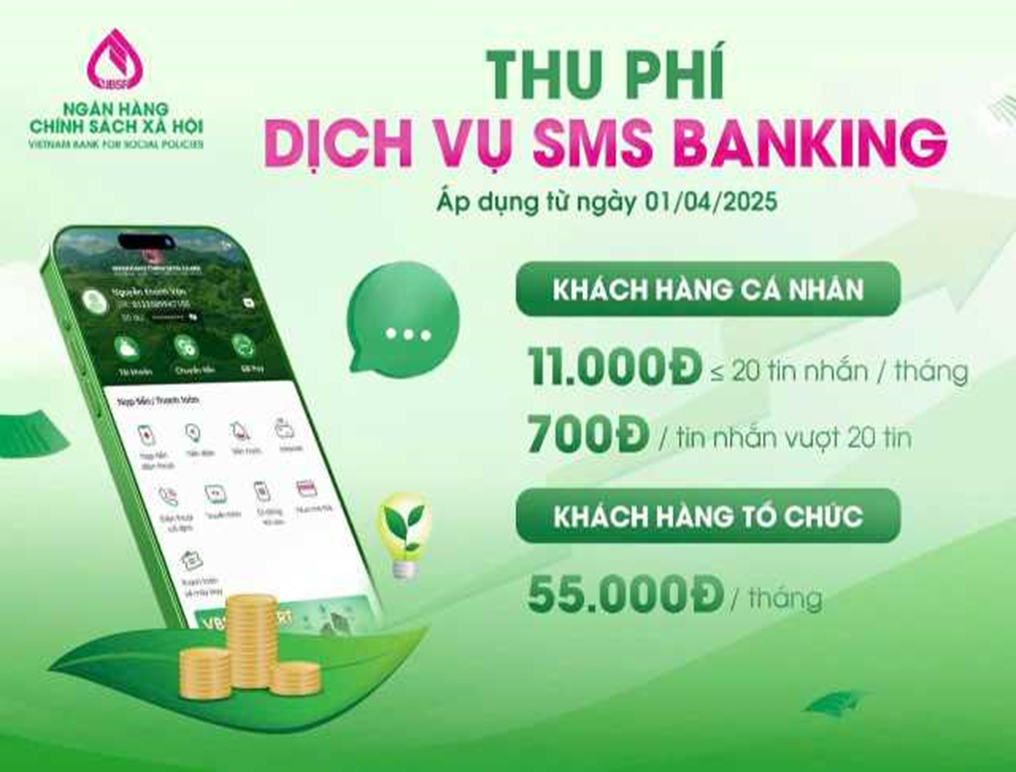 Ngân hàng chính sách xã hội triển khai dịch vụ nhận thông báo biến động số dư qua SMS có thu phí
